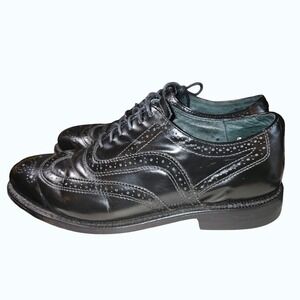 ECCO Mens Black Leather Wingtip Brogue Oxford Dress Shoes 372 Size 10.5 EU 44